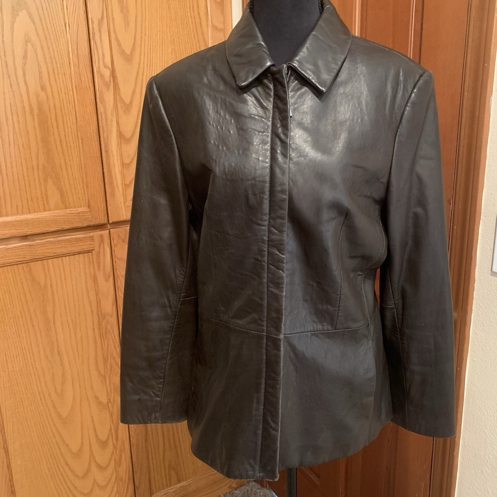 Jones New York Leather Jackets Women's Medium Full Zip
